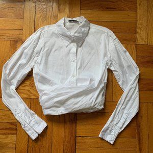 Opening Ceremony white cotton sateen wrap top sz 0